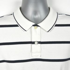 J. CREW White with Navy Stripe SS Polo Men's XL